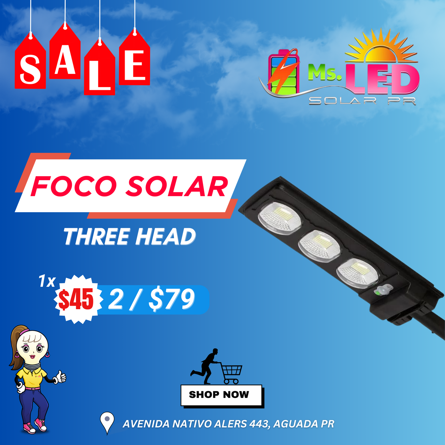 Foco solar - Three head