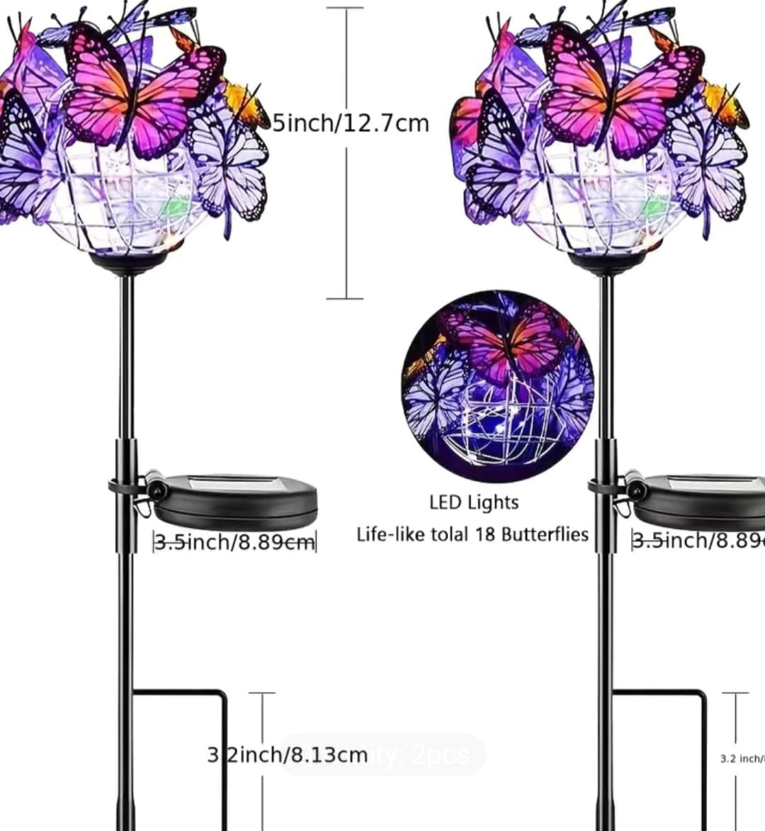 Lámpara solar con mariposas