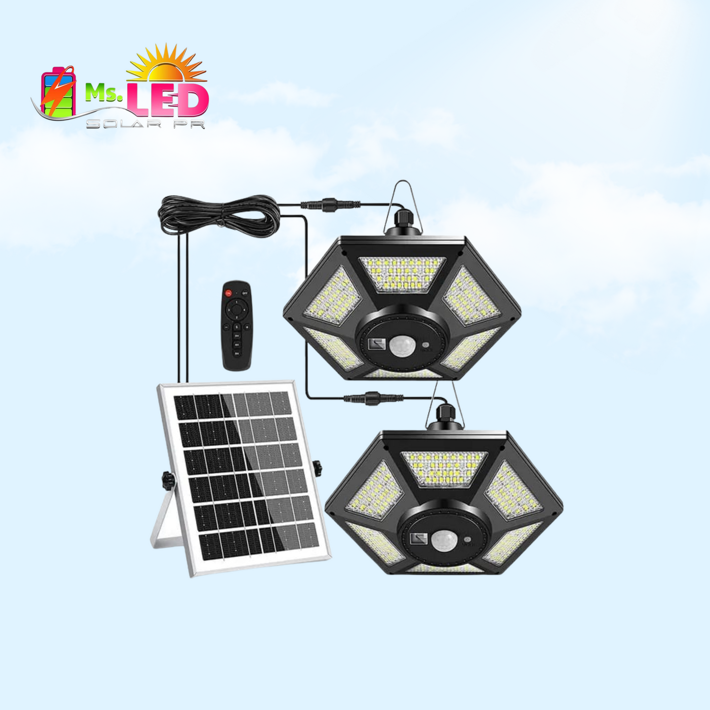 Lámpara solar doble - 1000 lm