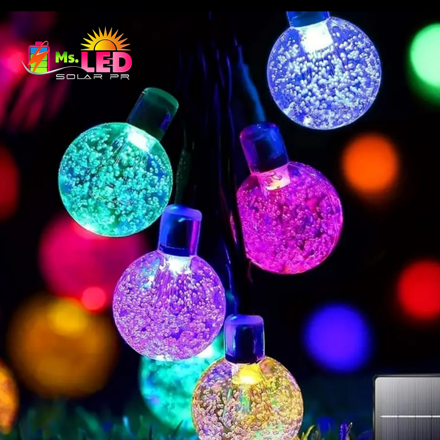 SOLAR String Lights - Balls (39 pies)