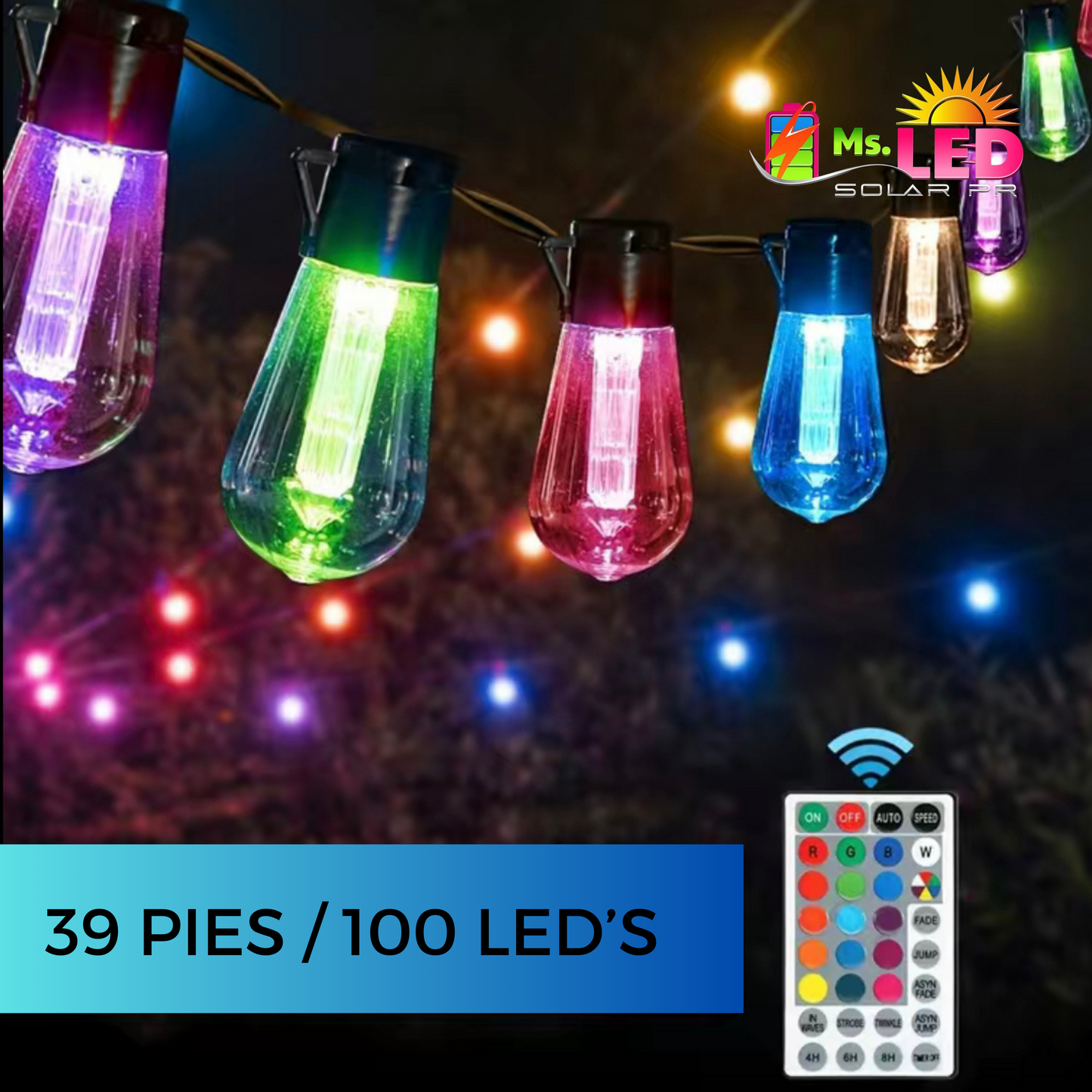 SOLAR String Lights - Bulbs (39 pies)